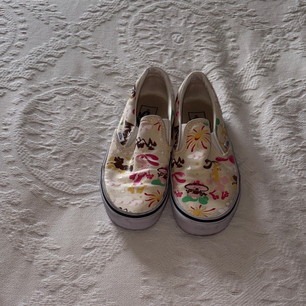 Unisex Gently Loved VANS Classic Slip On Get Outdoors Canvas Shoes Need Cleaning